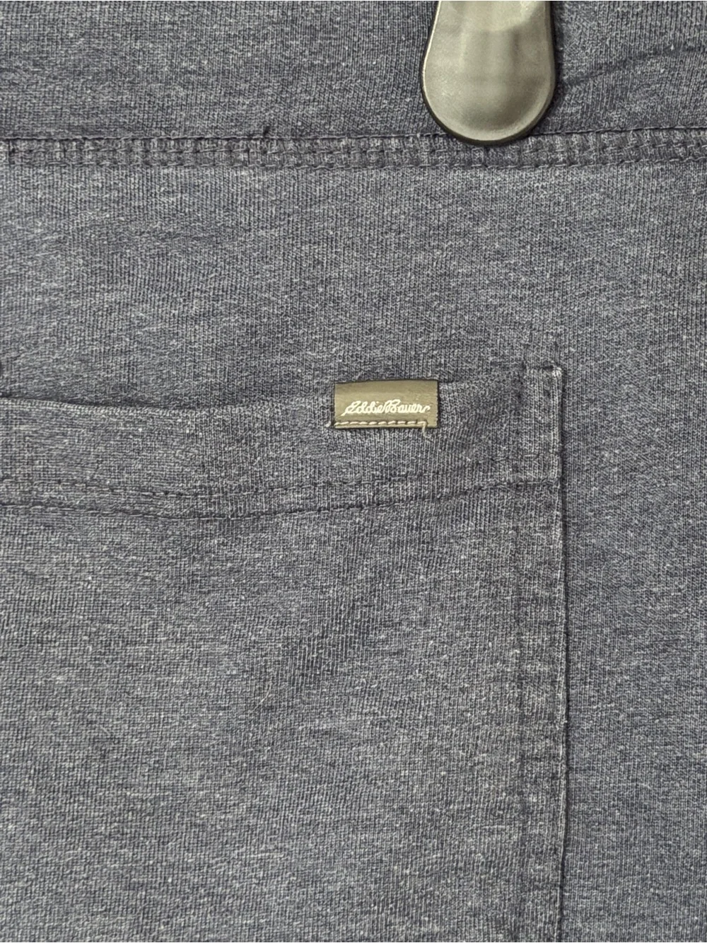 Eddie Bauer Lounge Men's Jersey Sweat Shorts Heather Navy Blue Zip Pockets M